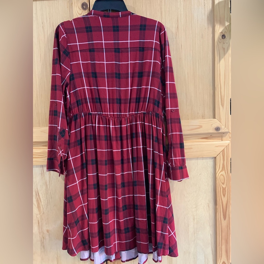Torrid Red and Black Plaid Dress Sz 0 (L 12) - Picture 4 of 5